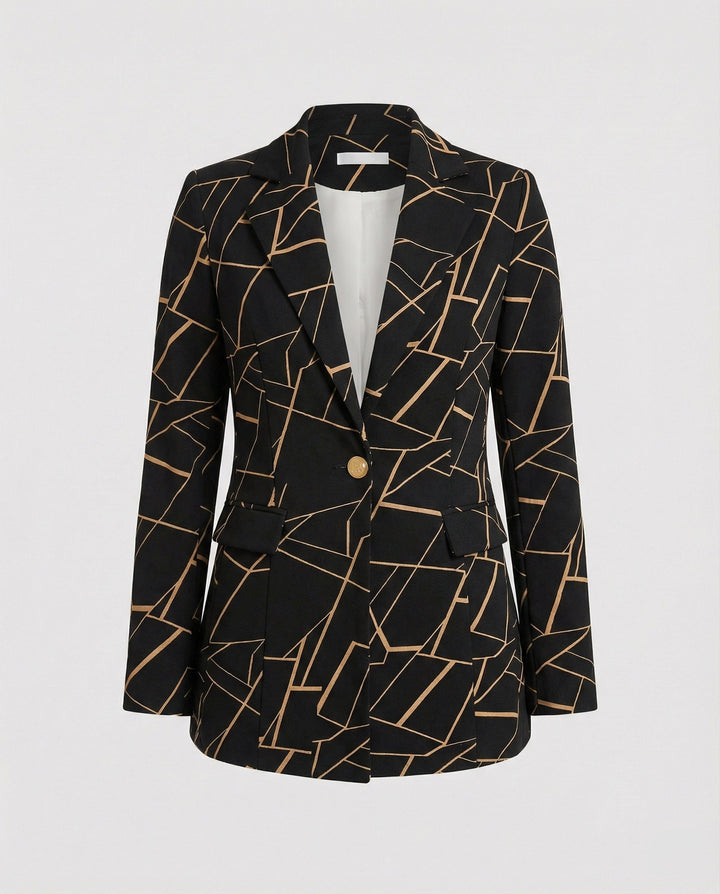 Women's Houndstooth Tailored Blazer Single Button