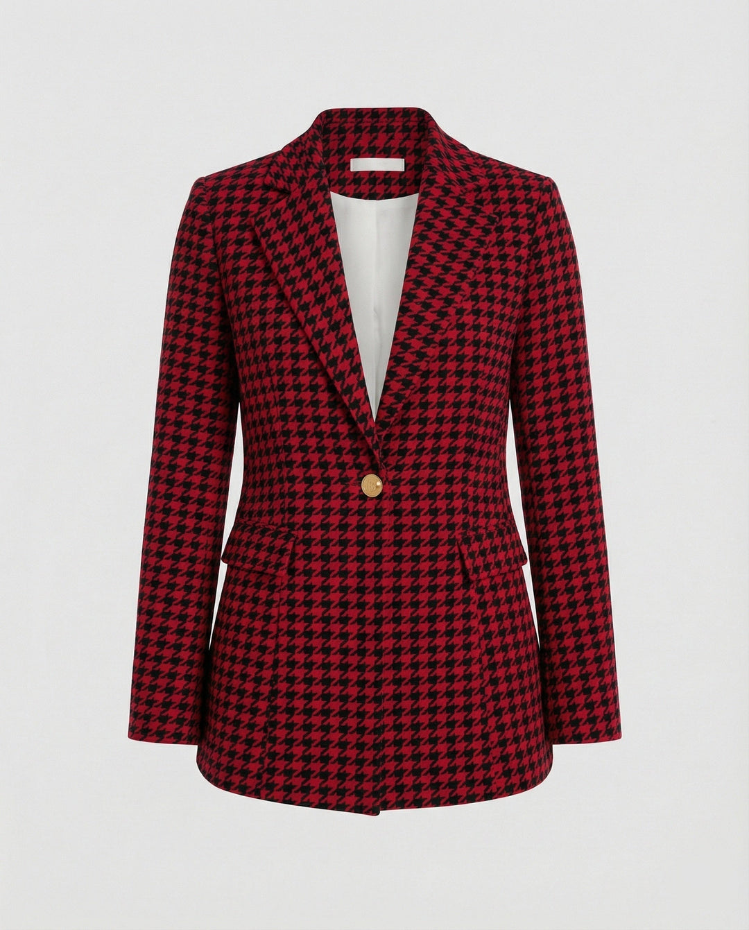 Women's Houndstooth Tailored Blazer Single Button