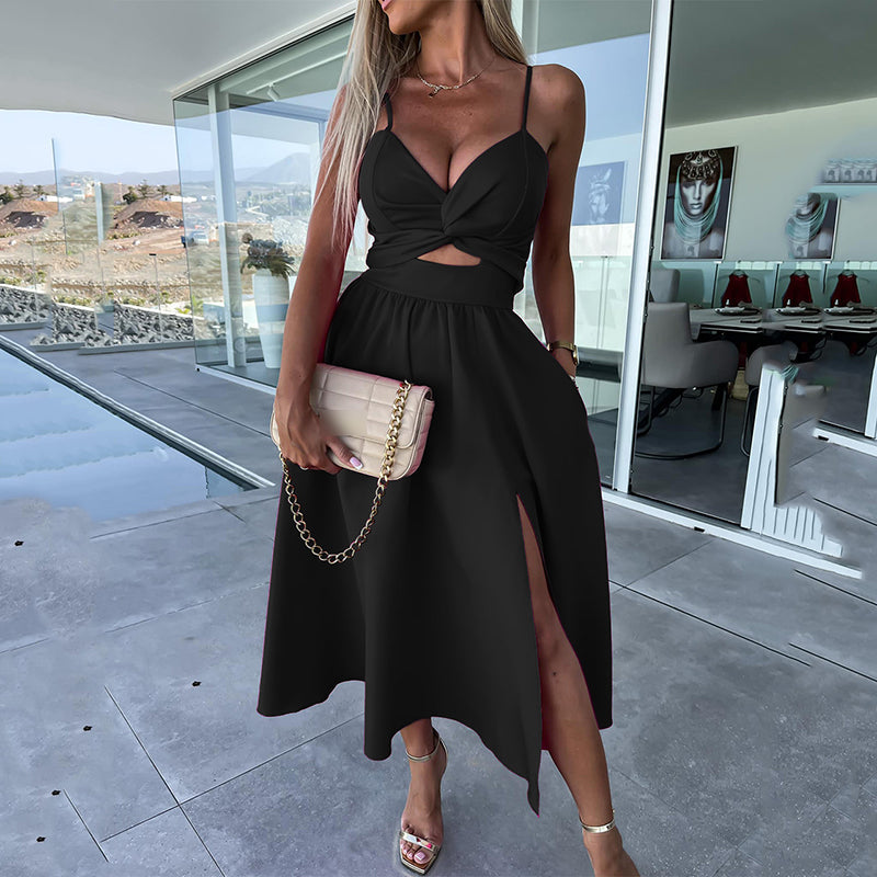 Straps Slit Dress