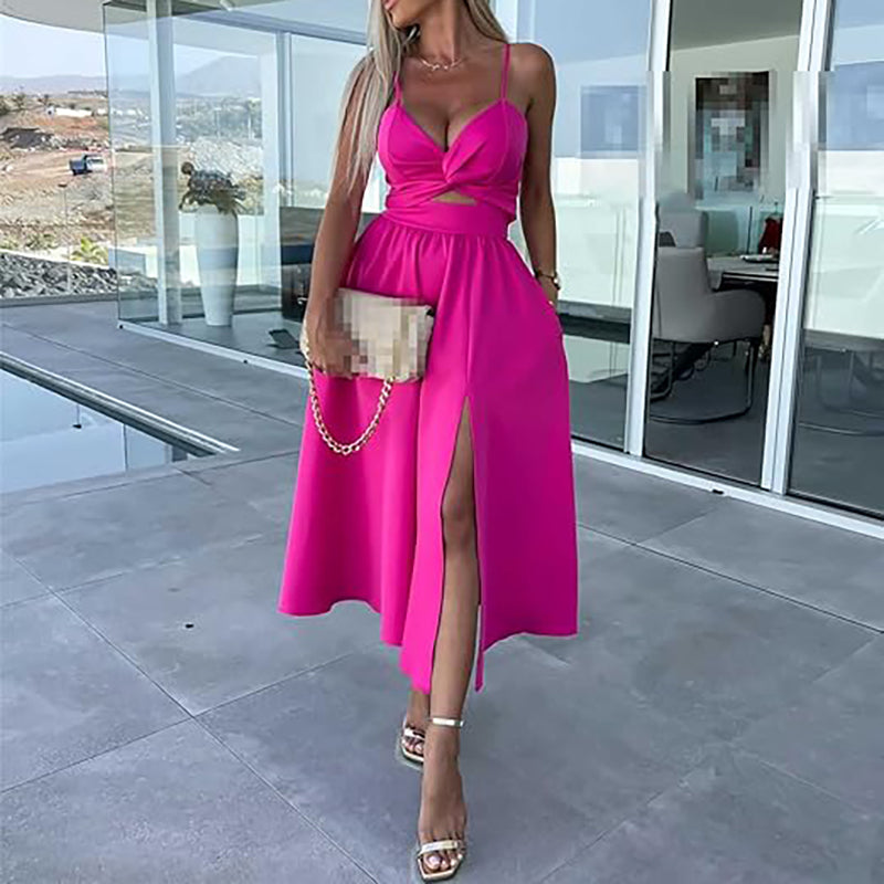 Straps Slit Dress