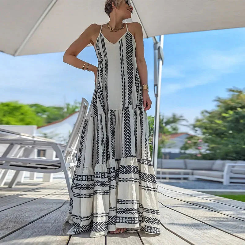 Grecian Neck Tie Belt Dress